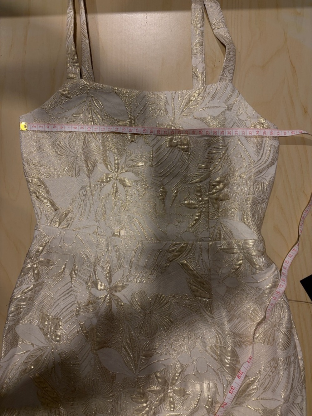 Lulu's Cream and Gold Leaf Mini Dress Size S - Picture 6 of 10